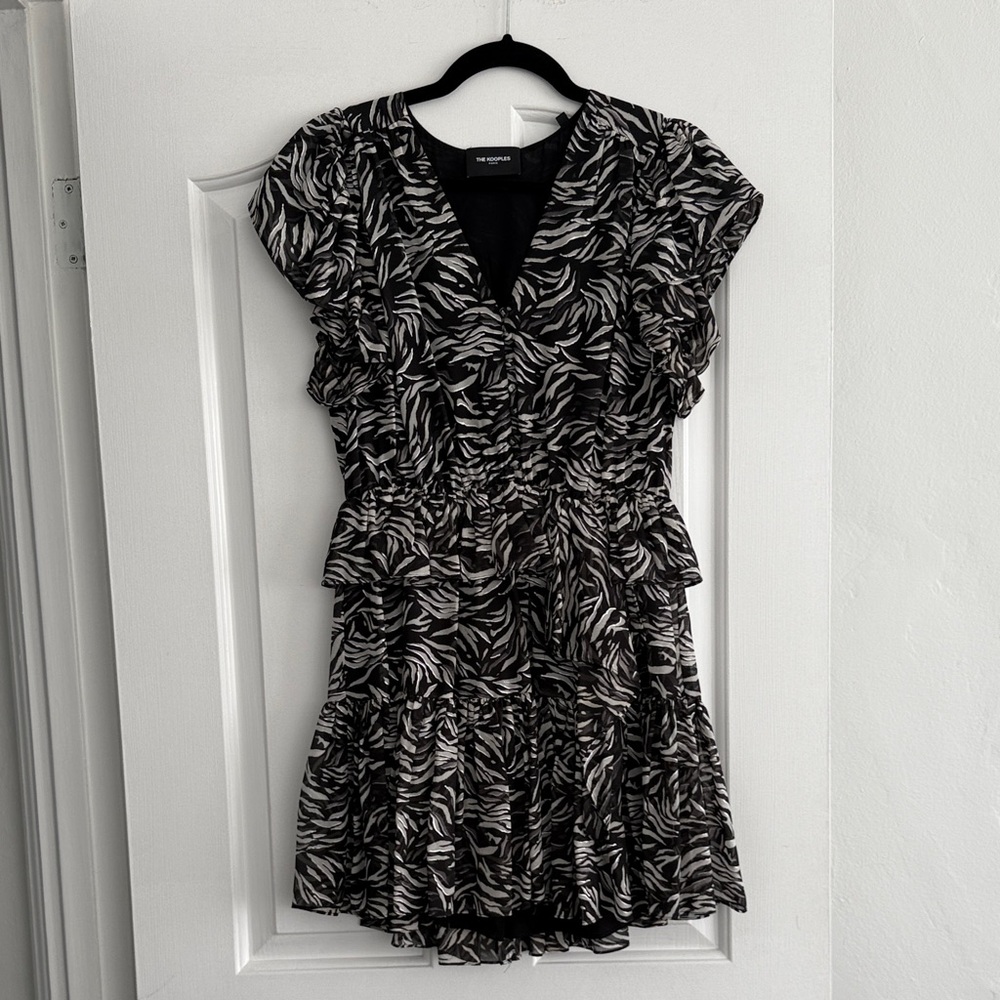 The Kooples Black and White Zebra Print Mini Dress